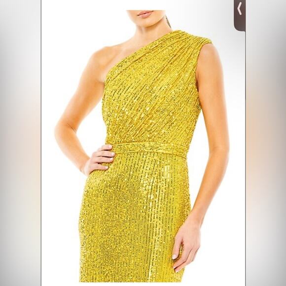 Mac Duggal SEQUINED RUCHED ONE SHOULDER GOWN - Picture 1 of 14